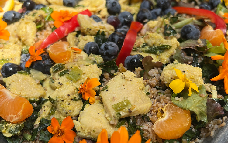 Lemony Summer Salad with Chicken and Chilled Grits